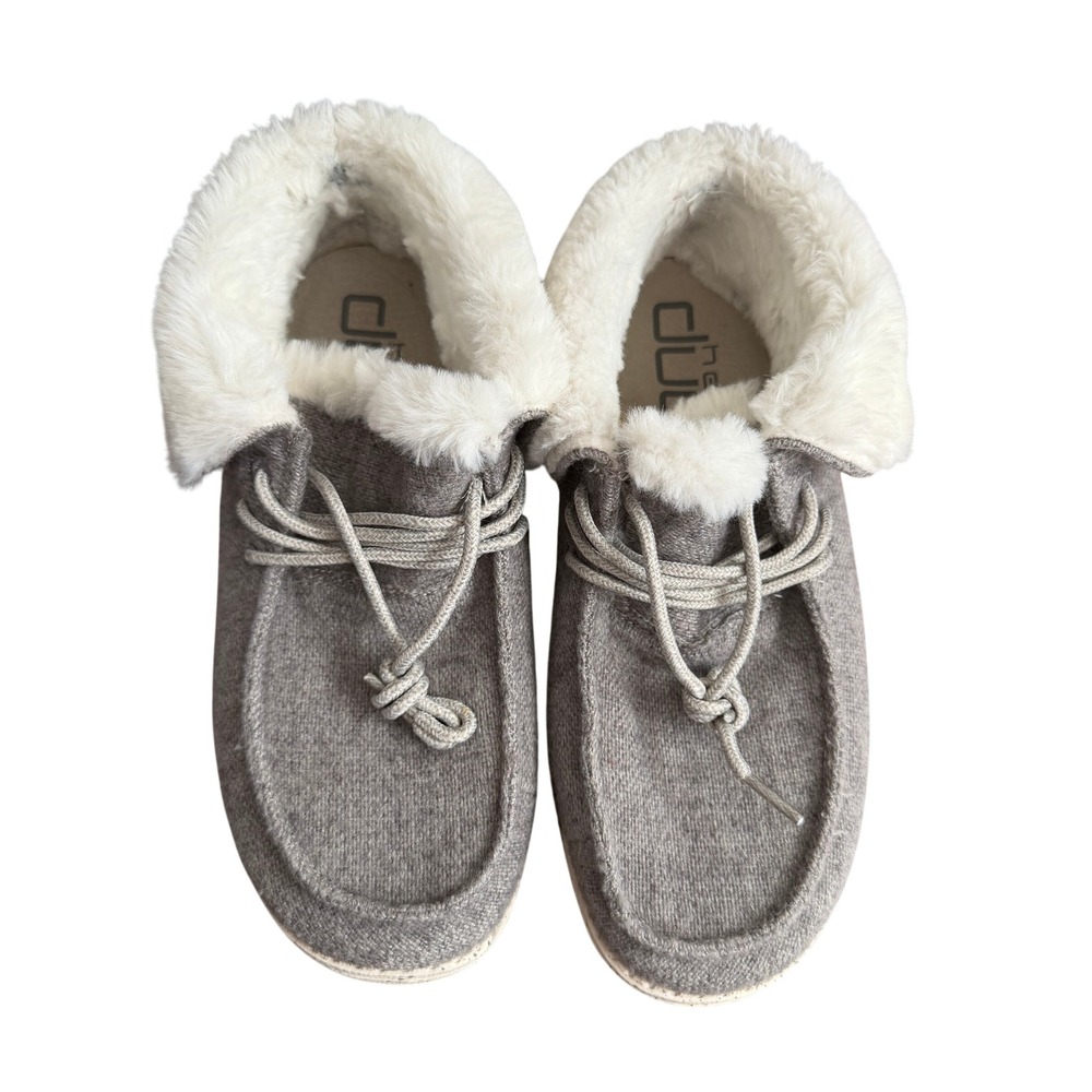 Hey Dude Britt Charcoal Faux Fur Lined Slip-On Shoes Women's Size 6